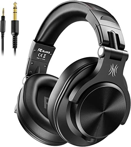 OneOdio A71 Hi-Res Studio Recording Headphones - Wired Over Ear Headphones with SharePort, Monitoring Mixing Foldable Headset with Stereo Sound, 3.5/6.35MM Jack for PC Computer DJ Guitar-Black