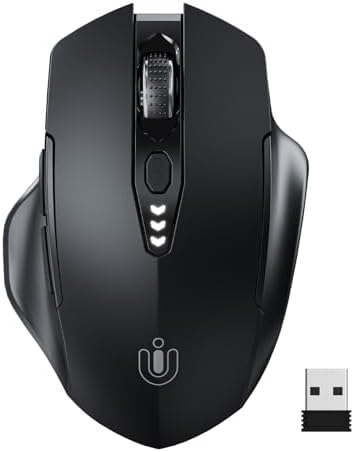Wireless Mouse,Upgraded 2.4GHz Rechargeable (Battery Level Visible) Ergonomic Computer Mouse,4 Levels DPI, Wireless Mice for Laptop Computer(Matte Black)