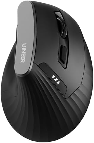 Ergonomic Wireless Mouse,Bluetooth Vertical Mouse with BT5.0/4.0/2.4G, Rechargeable with Battery Indicator,Ergonomic Design for Comfort and Reduced Wrist Strain for Home,Office Use,Black