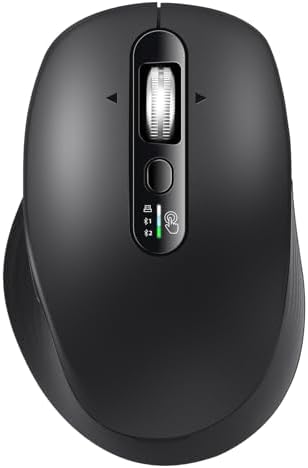 Wireless Bluetooth Multi-Device Mouse, 2.4G USB Receiver and Two Bluetooth, 4-Way Navigation Scroll Mice for Computer, Laptop, PC, MacBook, iPad(Black)