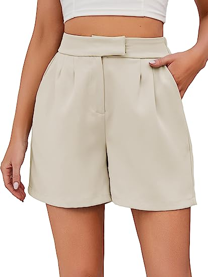 Famulily Womens Summer Cute Shorts Casual Side Pockets High Waist Shorts with Back Elastic Waist
