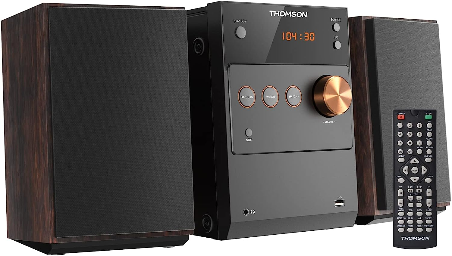 THOMSON Bluetooth Home Stereo System, 60W HiFi Shelf Stereo System with CD Player & Wireless Bluetooth Audio Streaming, FM Radio, USB Playback, Aux-in & Earphone Jack, Remote Control